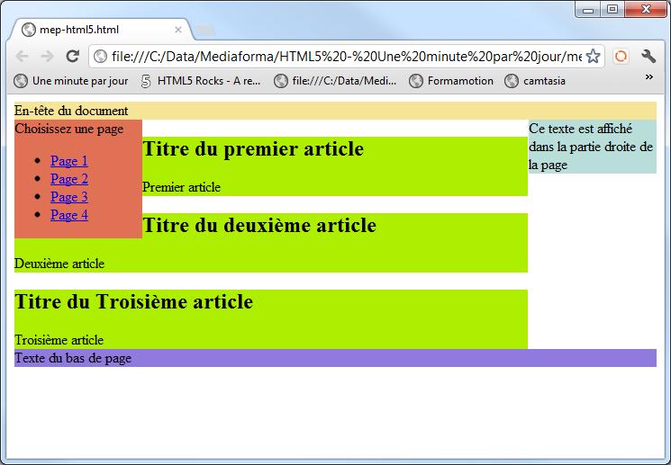 Mise en page HTML5  Médiaforma